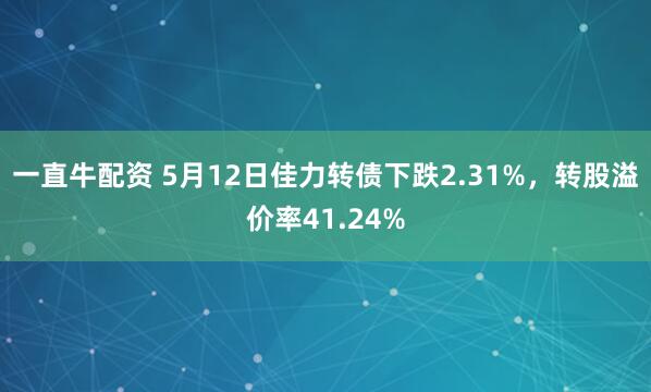 一直牛配资 5月12日佳力转债下跌2.31%，转股溢价率41.24%